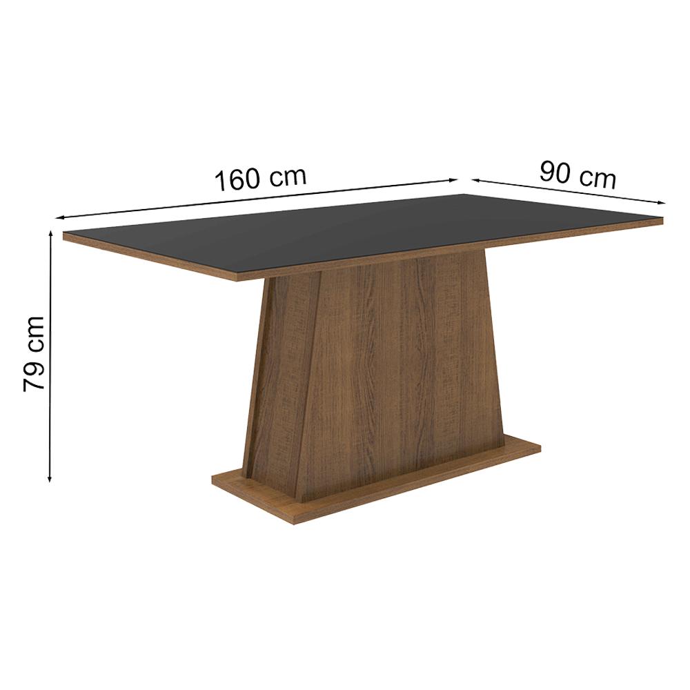 Mesa Madesa Retangular Tampo de Madeira 5364 - Rustic/Preto