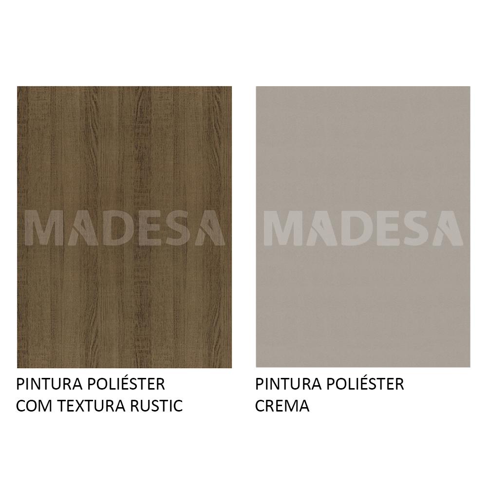 Mesa Madesa Retangular Tampo de Vidro 5275 - Rustic/Crema