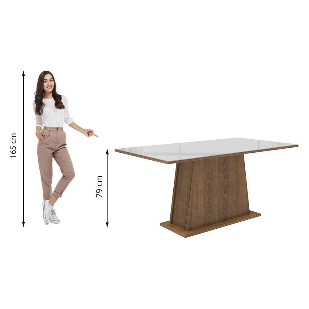 Mesa Madesa Retangular Tampo de Vidro 5364 - Rustic/Branco