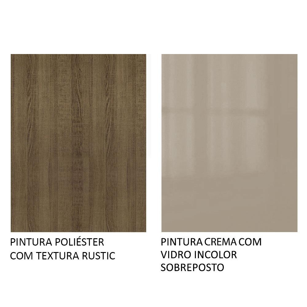 Mesa Madesa Retangular Tampo de Vidro 5364 - Rustic/Crema