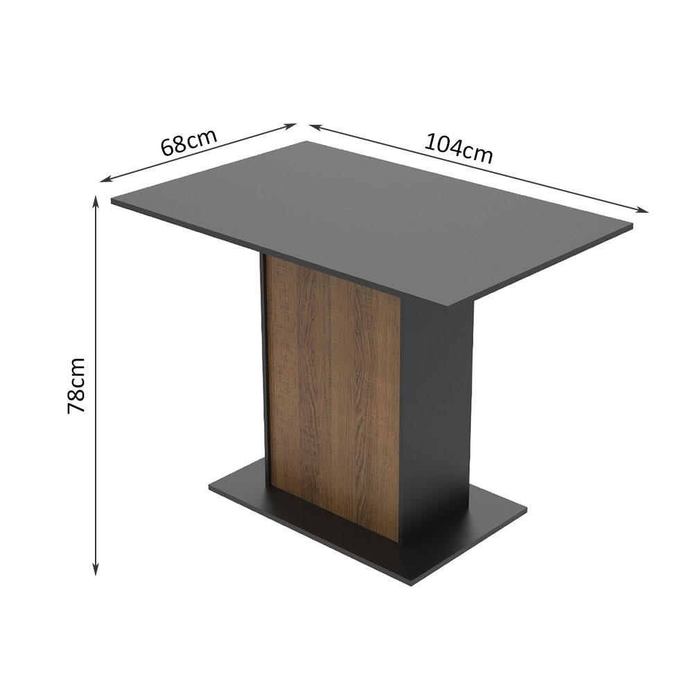 Mesa Madesa Retangular com Tampo de Madeira 5329 - Preto/Rustic