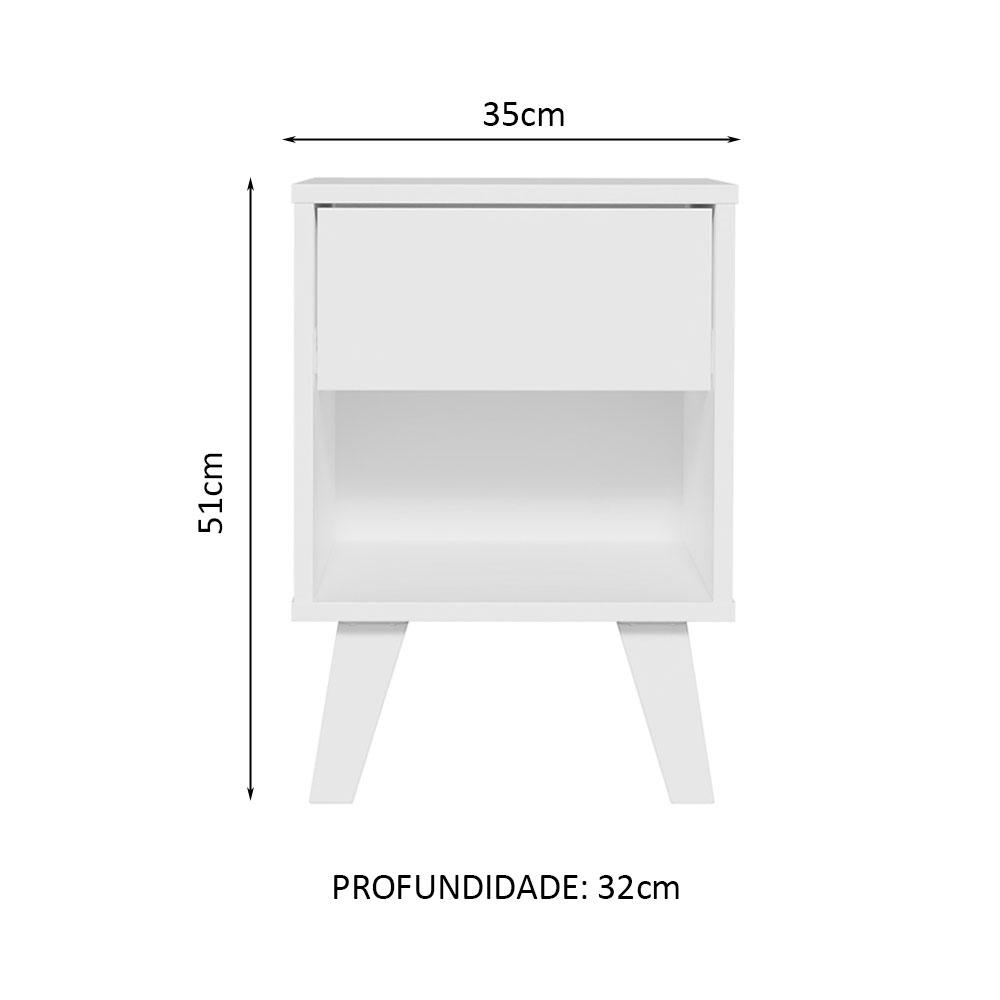 Mesa de Cabeceira Branca com 1 Gaveta 3235 Madesa