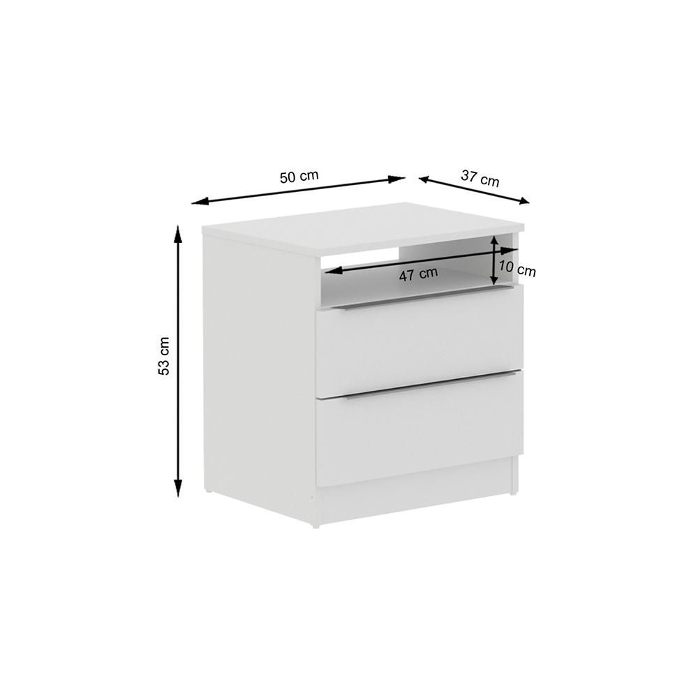 Mesa de Cabeceira Madesa 2 Gavetas - Branco
