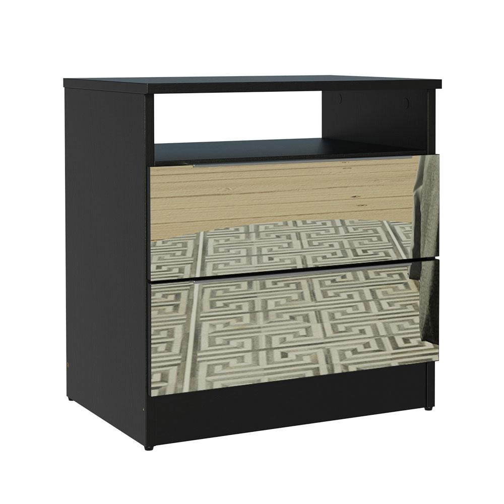 Mesa de Cabeceira Madesa 3227 2 Gavetas com Espelho - Preto
