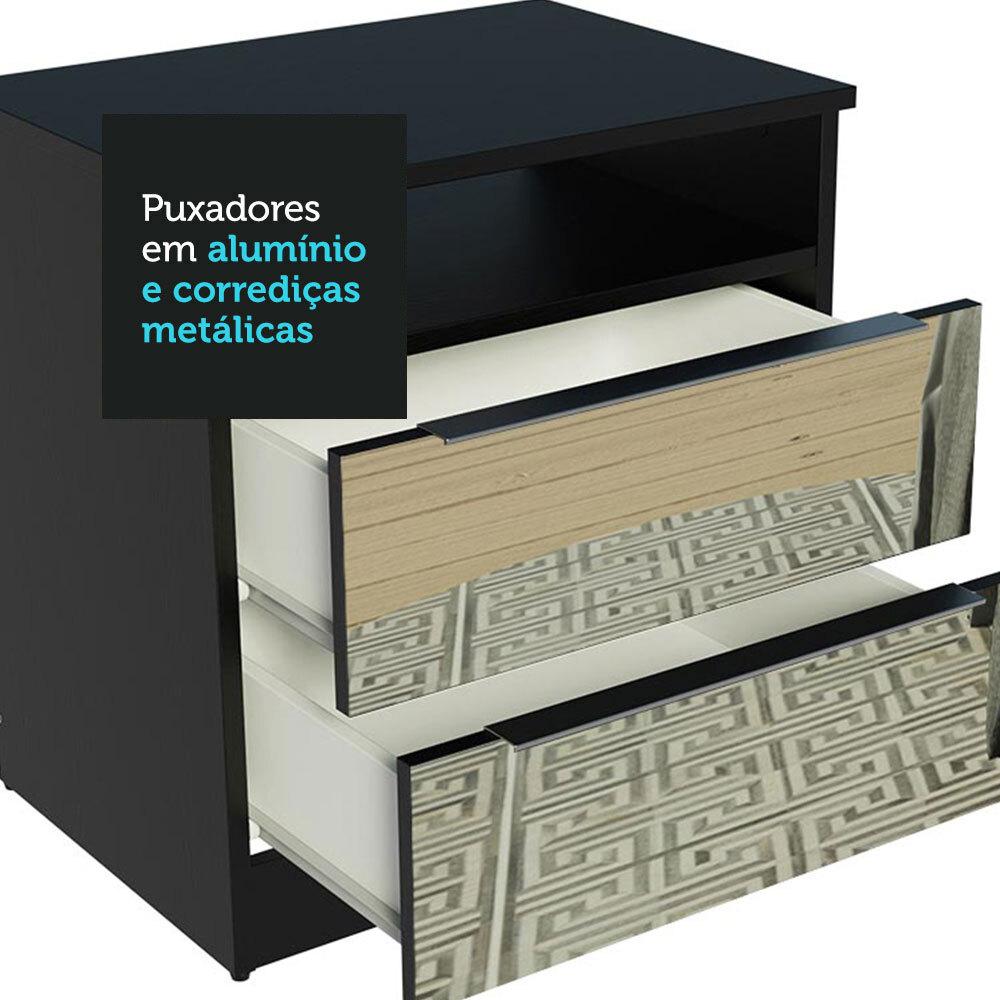 Mesa de Cabeceira Madesa 3227 2 Gavetas com Espelho - Preto