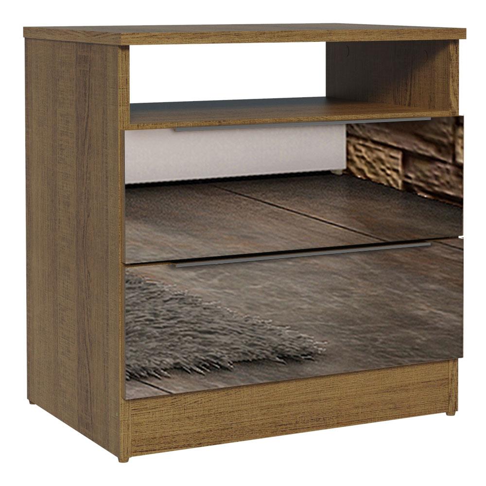 Mesa de Cabeceira Madesa 3227 2 Gavetas com Espelho - Rustic
