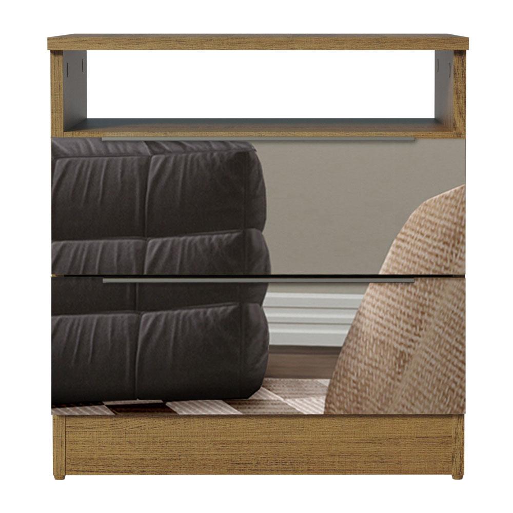Mesa de Cabeceira Madesa 3227 2 Gavetas com Espelho - Rustic