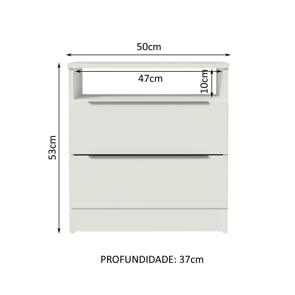 Mesa de Cabeceira Madesa 3227 com 2 Gavetas - Branco