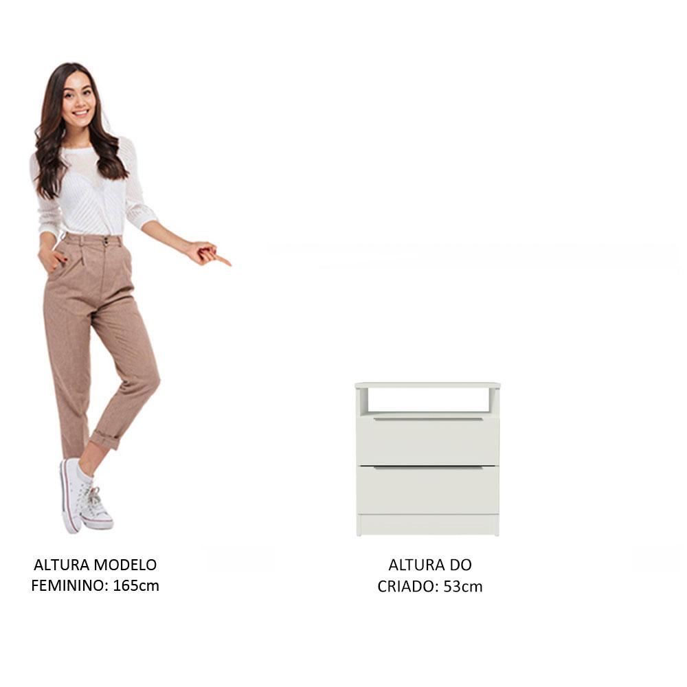 Mesa de Cabeceira Madesa 3227 com 2 Gavetas - Branco