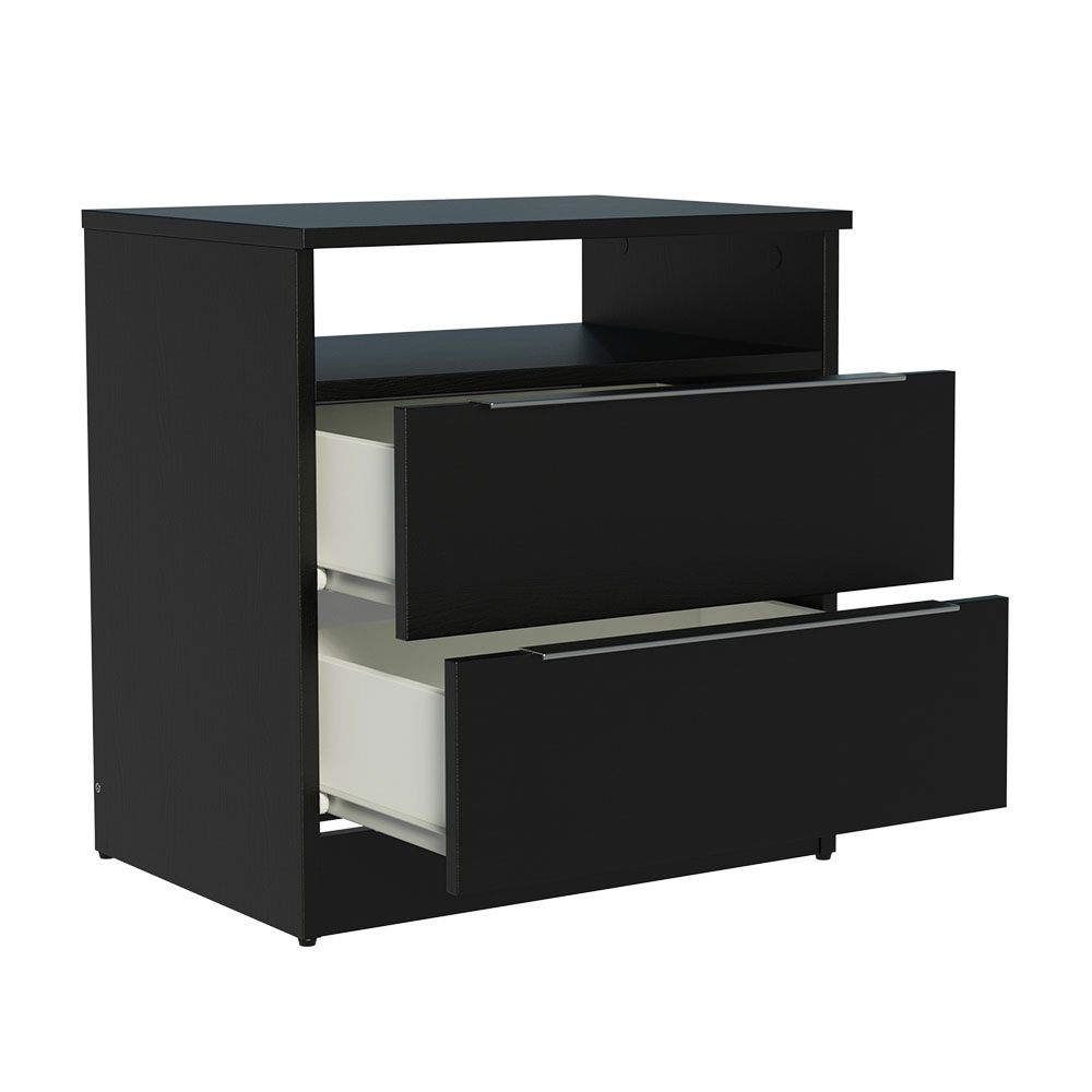 Mesa de Cabeceira Madesa 3227 com 2 Gavetas - Preto
