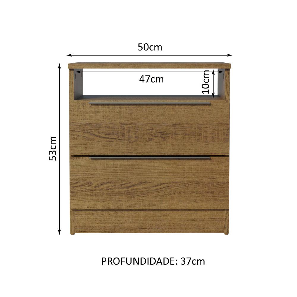 Mesa de Cabeceira Madesa 3227 com 2 Gavetas - Rustic