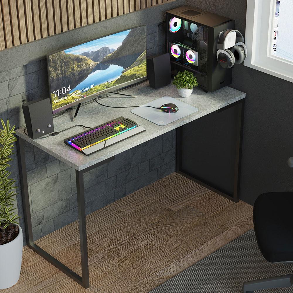 Mesa de Escritório Industrial Cinza 120cm Mood Madesa