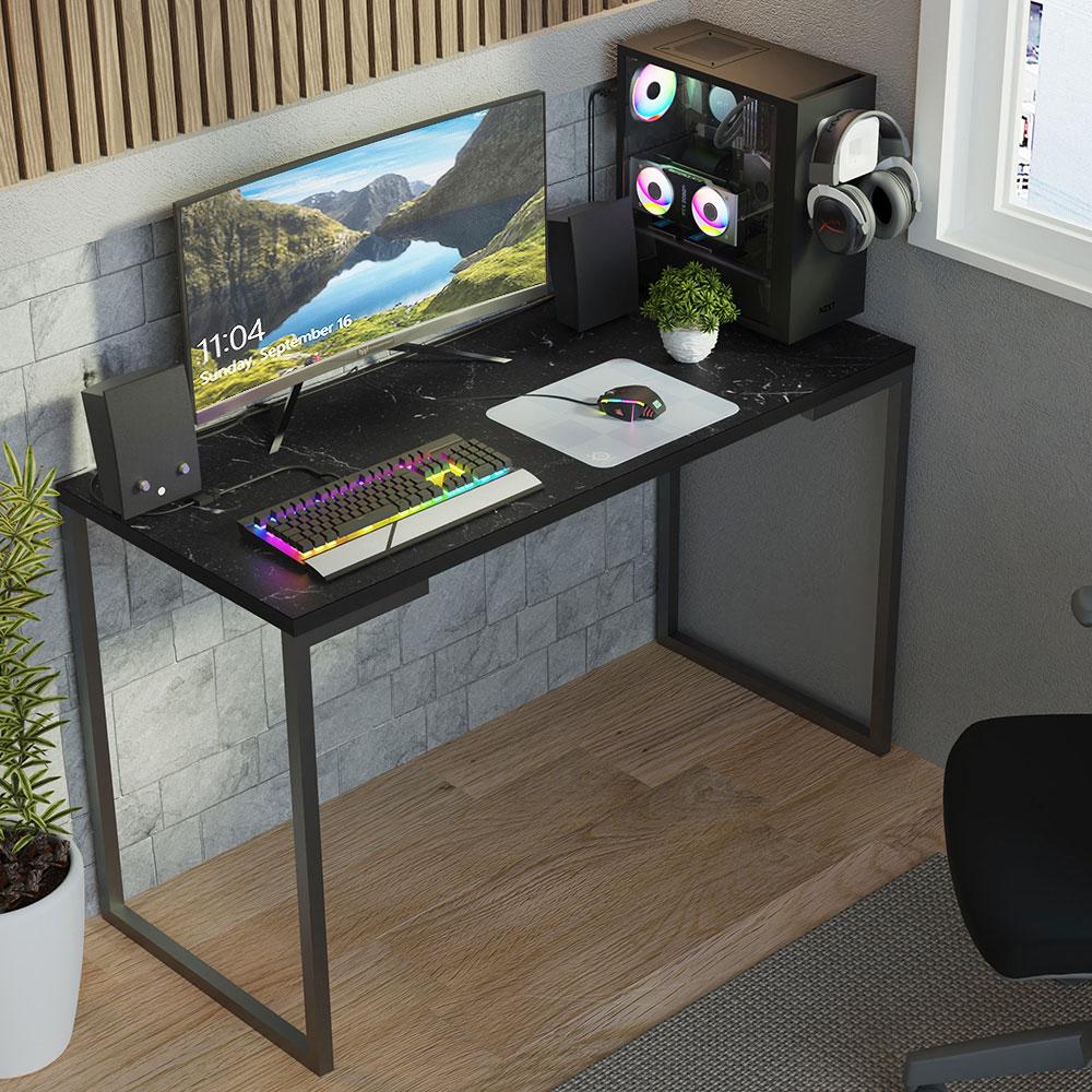 Mesa de Escritório Industrial Preta 120cm Nero Marquina Madesa