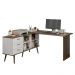 Mesa de Escritório em L 3 Gavetas Branco/Rustic Lisboa Madesa XA