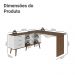 Mesa de Escritório em L 3 Gavetas Branco/Rustic Lisboa Madesa XA