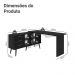 Mesa de Escritório em L 3 Gavetas Preto Lisboa Madesa XA