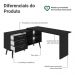 Mesa de Escritório em L 3 Gavetas Preto Lisboa Madesa XA