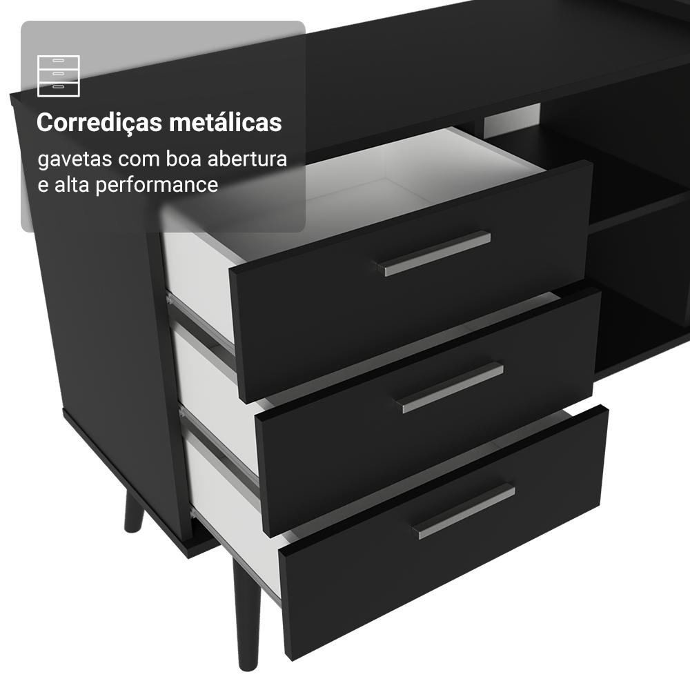 Mesa de Escritório em L 3 Gavetas Preto Lisboa Madesa XA