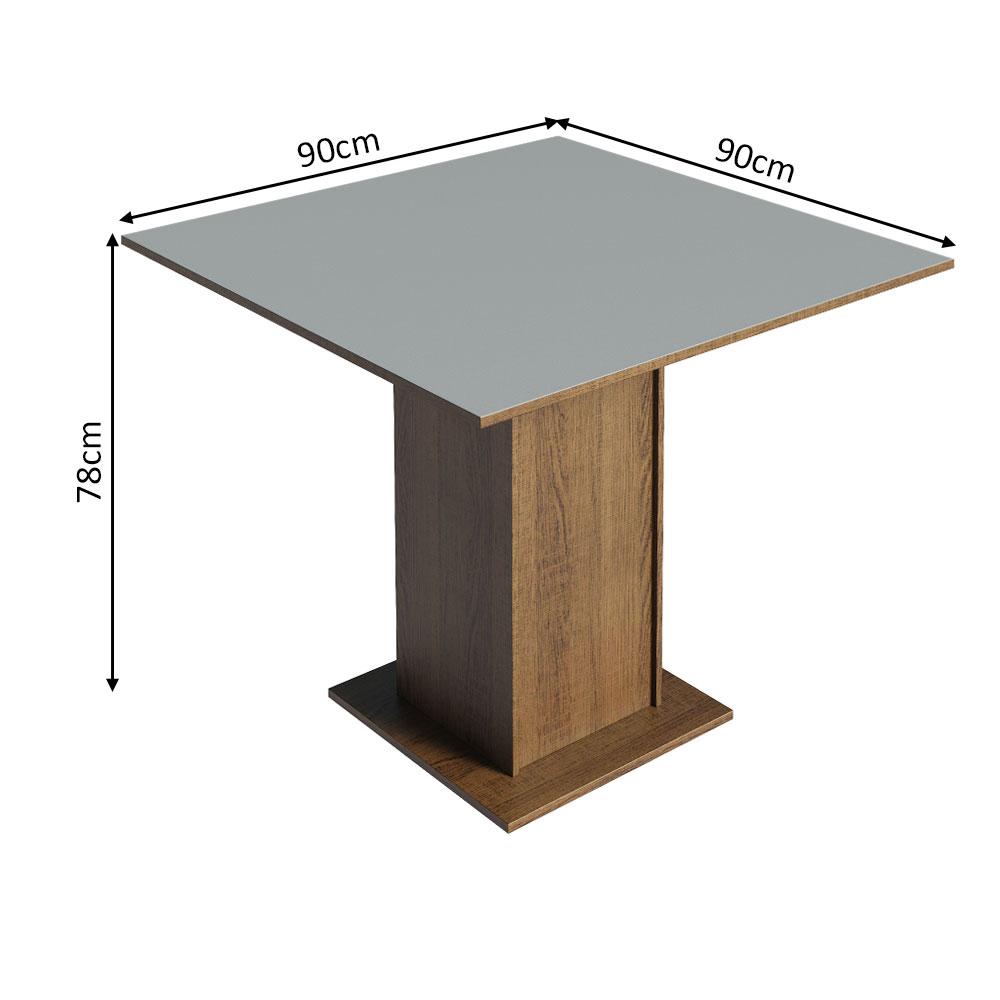 Mesa de Jantar Quadrada Tampo de Madeira Madesa 5363 - Rustic/Cinza