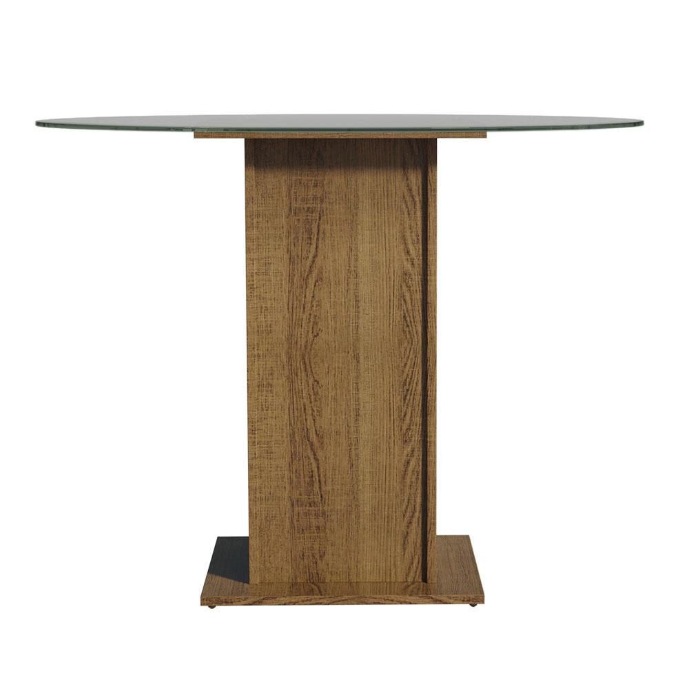 Mesa de Jantar Redonda Madesa 5324 com Tampo de Vidro - Rustic