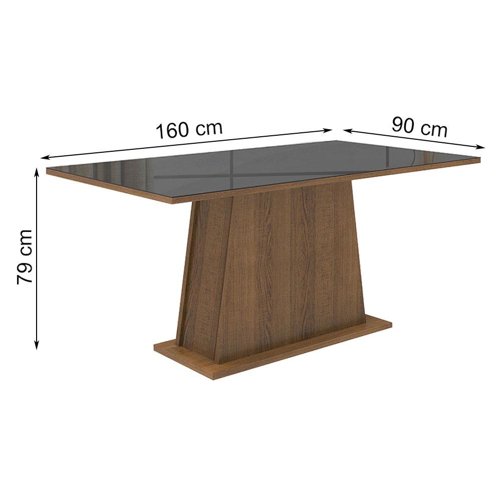 Mesa de Jantar Retangular Tampo de Vidro Rustic/Preto 5364 Madesa