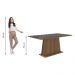 Mesa de Jantar Retangular Tampo de Vidro Rustic/Preto 5364 Madesa