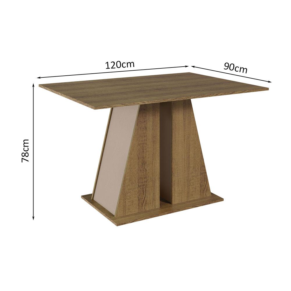 Mesa de Jantar Retangular com Tampo de Madeira Rustic/Crema 5383 Madesa