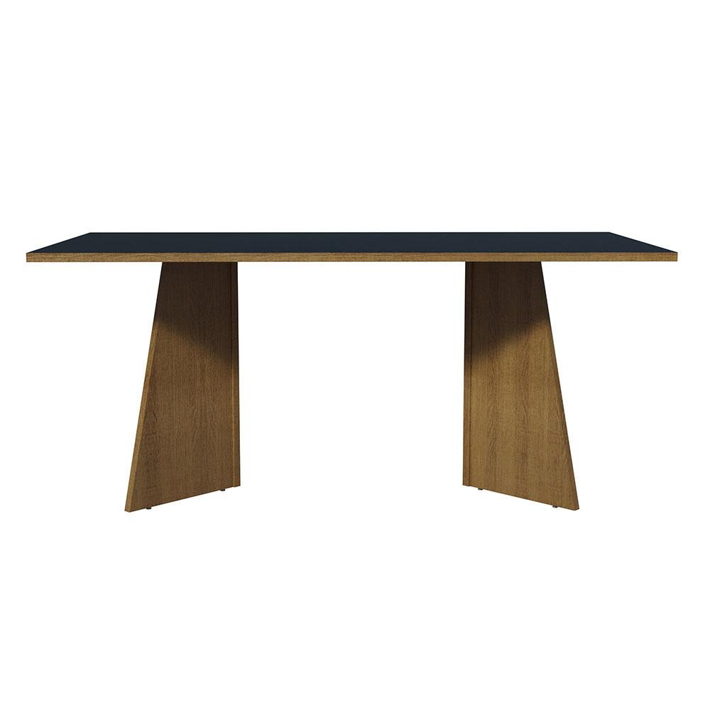 Mesa de Jantar Retangular com Tampo de Madeira Rustic/Preto 5388 Madesa