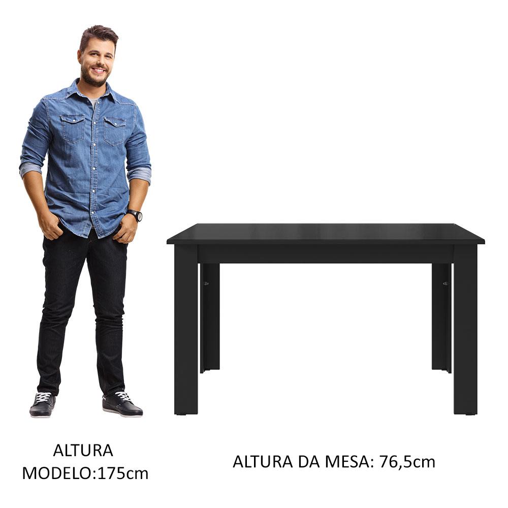 Mesa de Jantar Retangular com Tampo de Vidro Preto 5231 Madesa