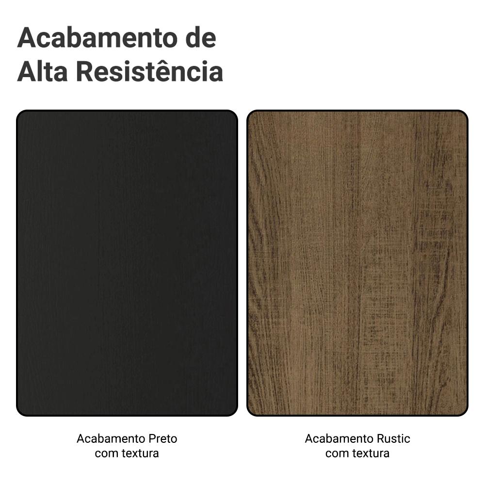 Mesa de Jantar Retangular com Tampo de Vidro Preto/Rustic 5329 Madesa