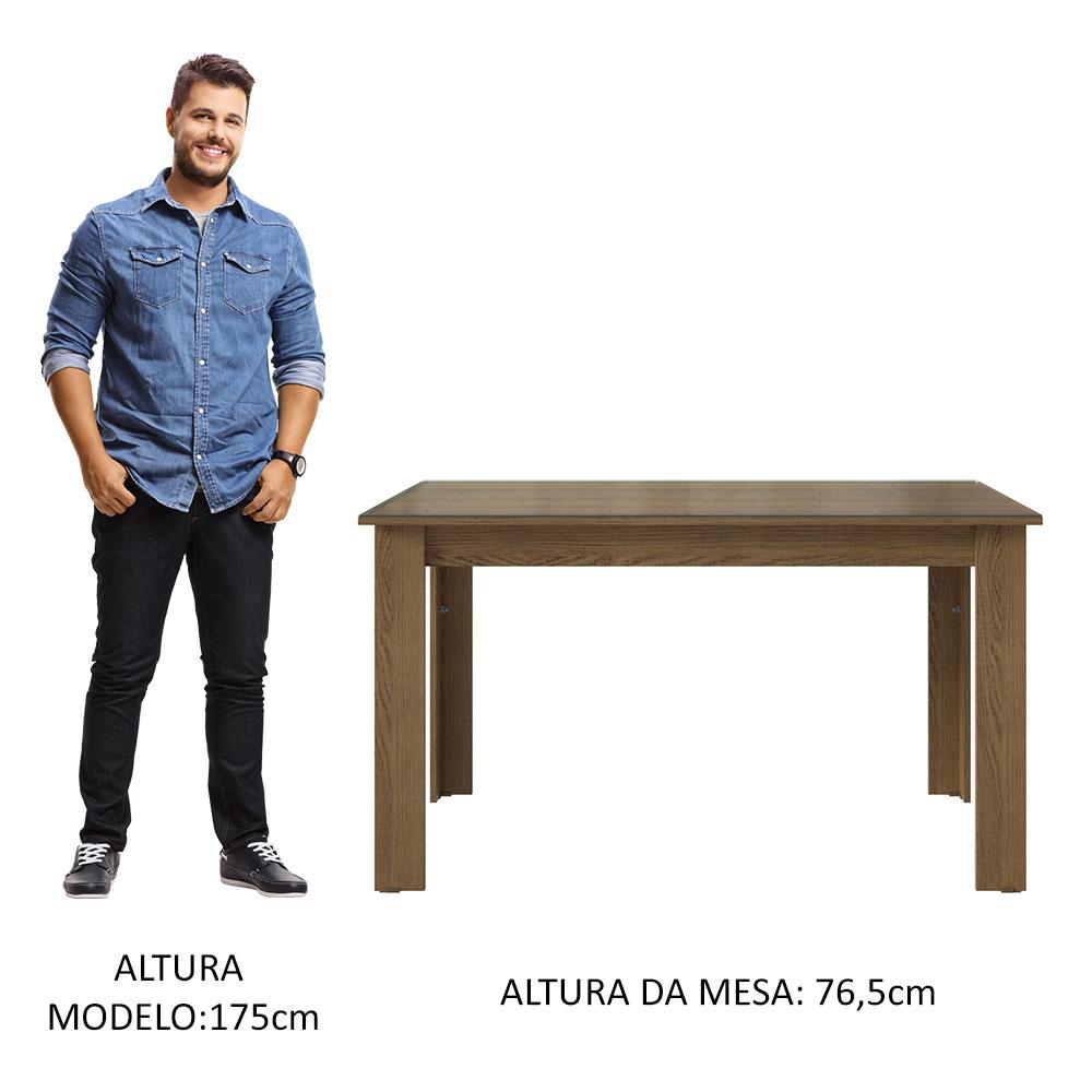 Mesa de Jantar Retangular com Tampo de Vidro Rustic 5231 Madesa