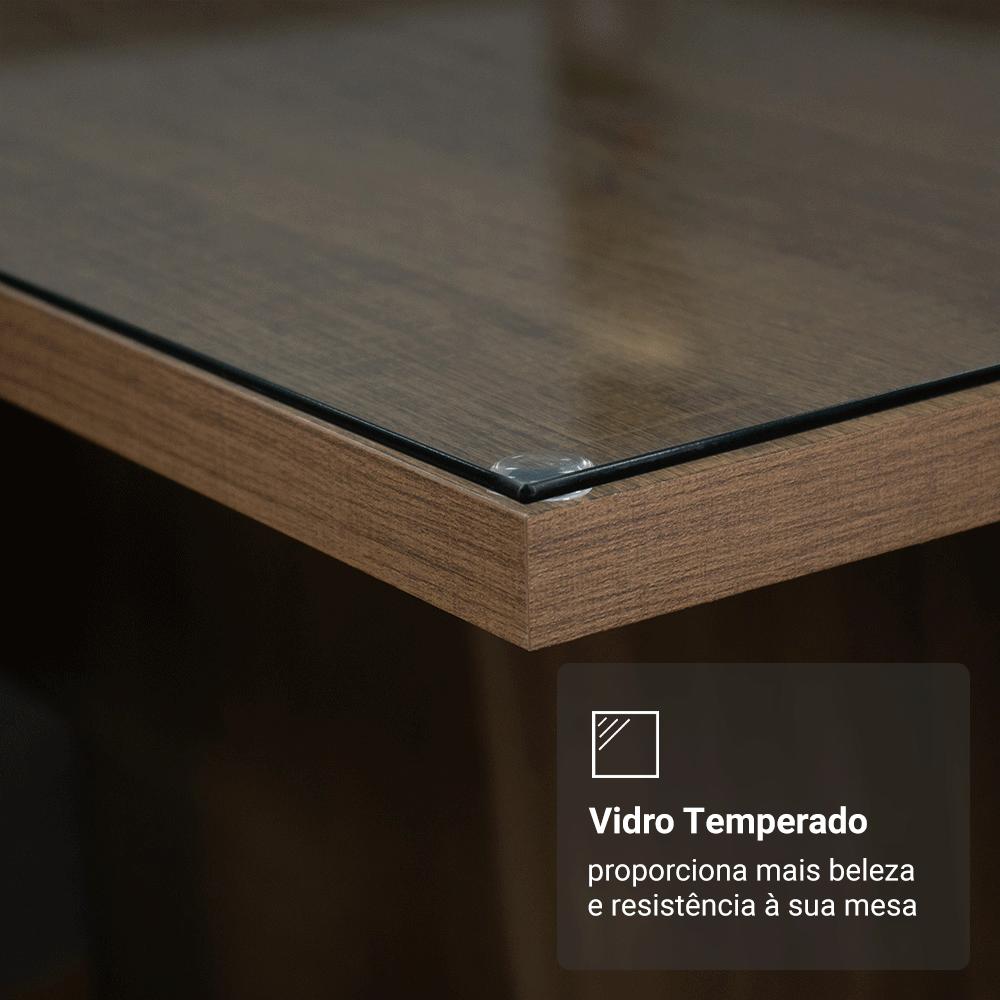 Mesa de Jantar Retangular com Tampo de Vidro Rustic 5329 Madesa