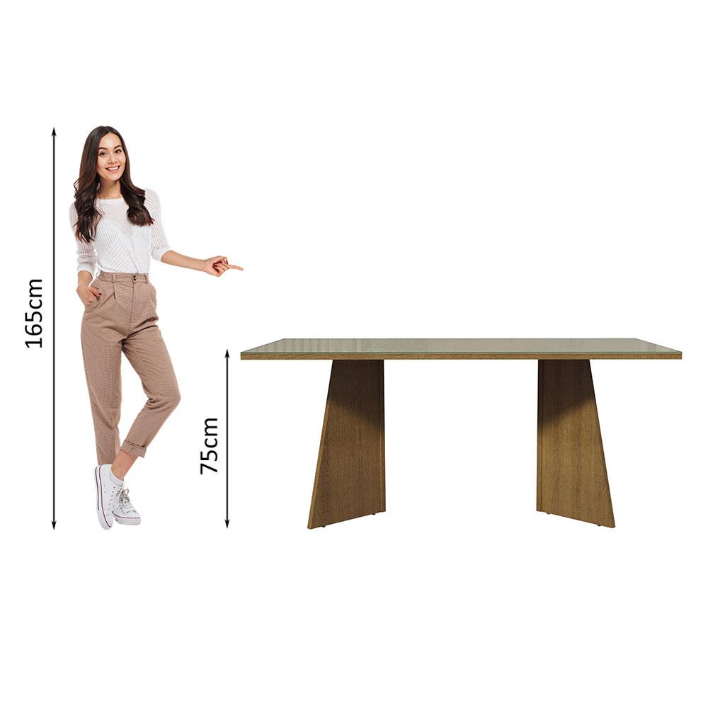 Mesa de Jantar Retangular com Tampo de Vidro Rustic/Crema 5388 Madesa