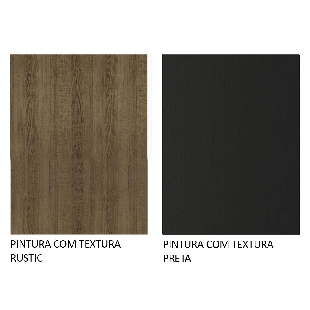 Mesa de Jantar Retangular com Tampo de Vidro Rustic/Preto 5388 Madesa