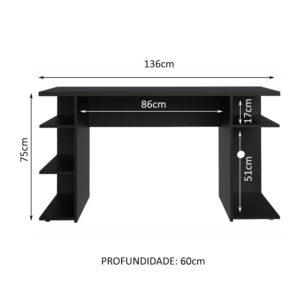 Mesa para Computador Gamer Madesa 9409 - Preto