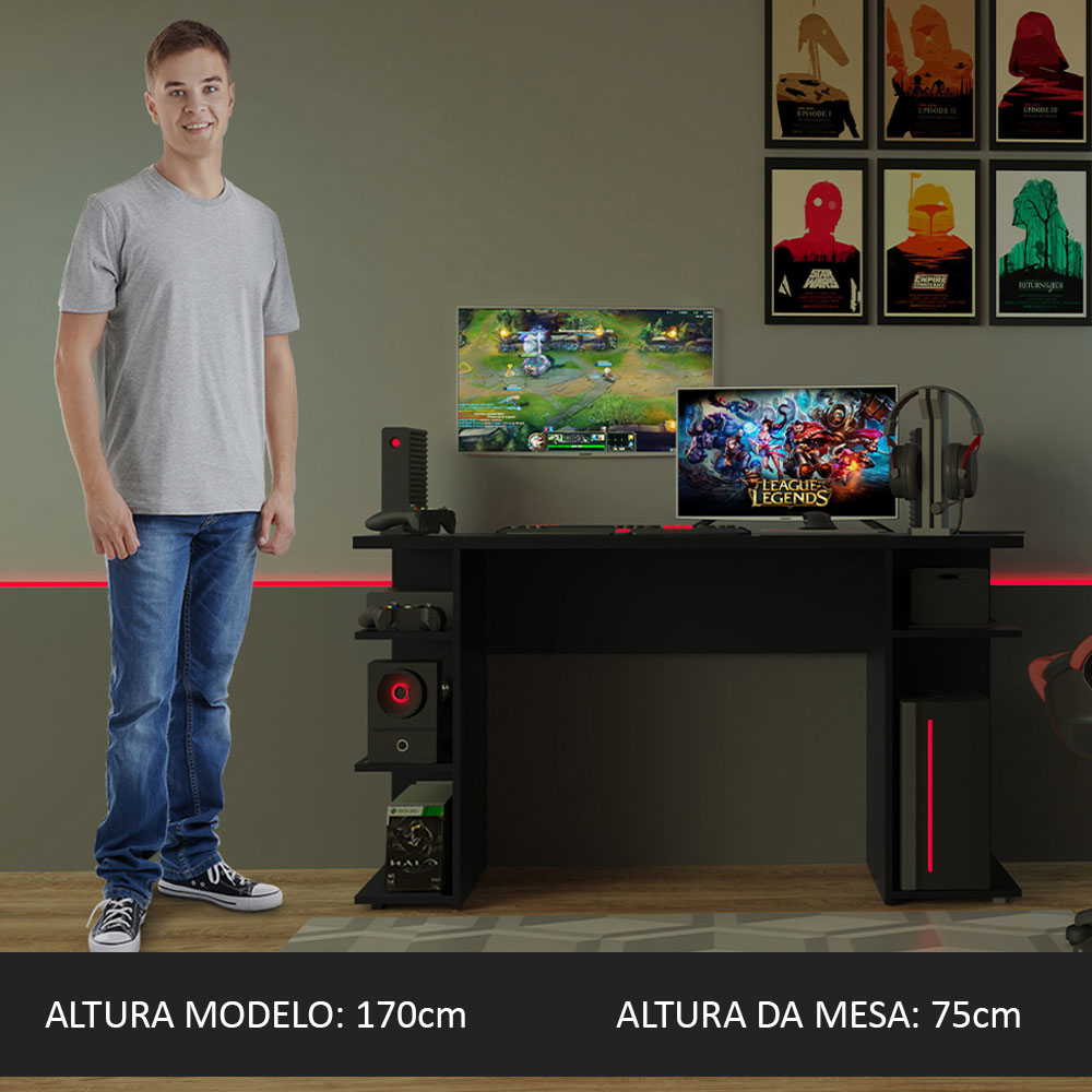 Mesa para Computador Gamer Madesa 9409 - Preto