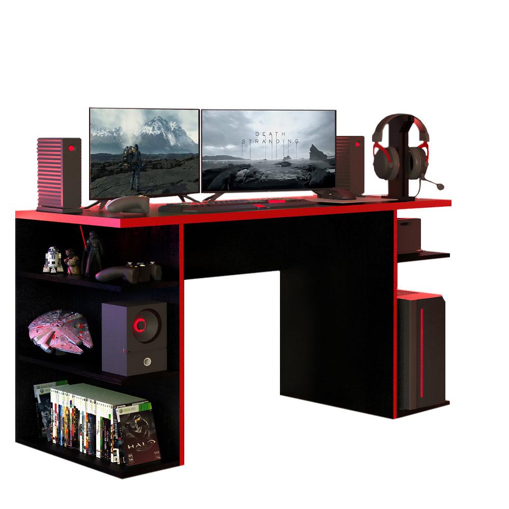 Mesa para Computador Gamer Madesa 9409 - Preto/Vermelho