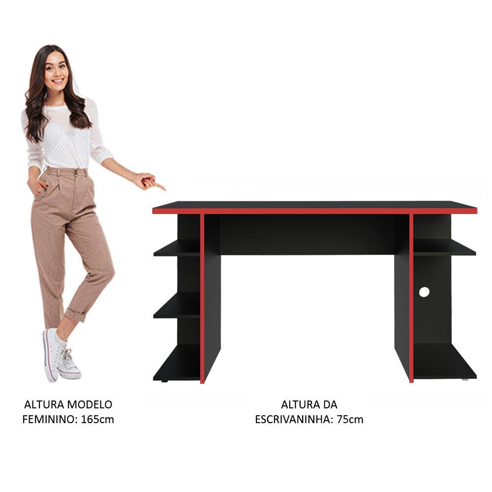 Mesa para Computador Gamer Madesa 9409 - Preto/Vermelho
