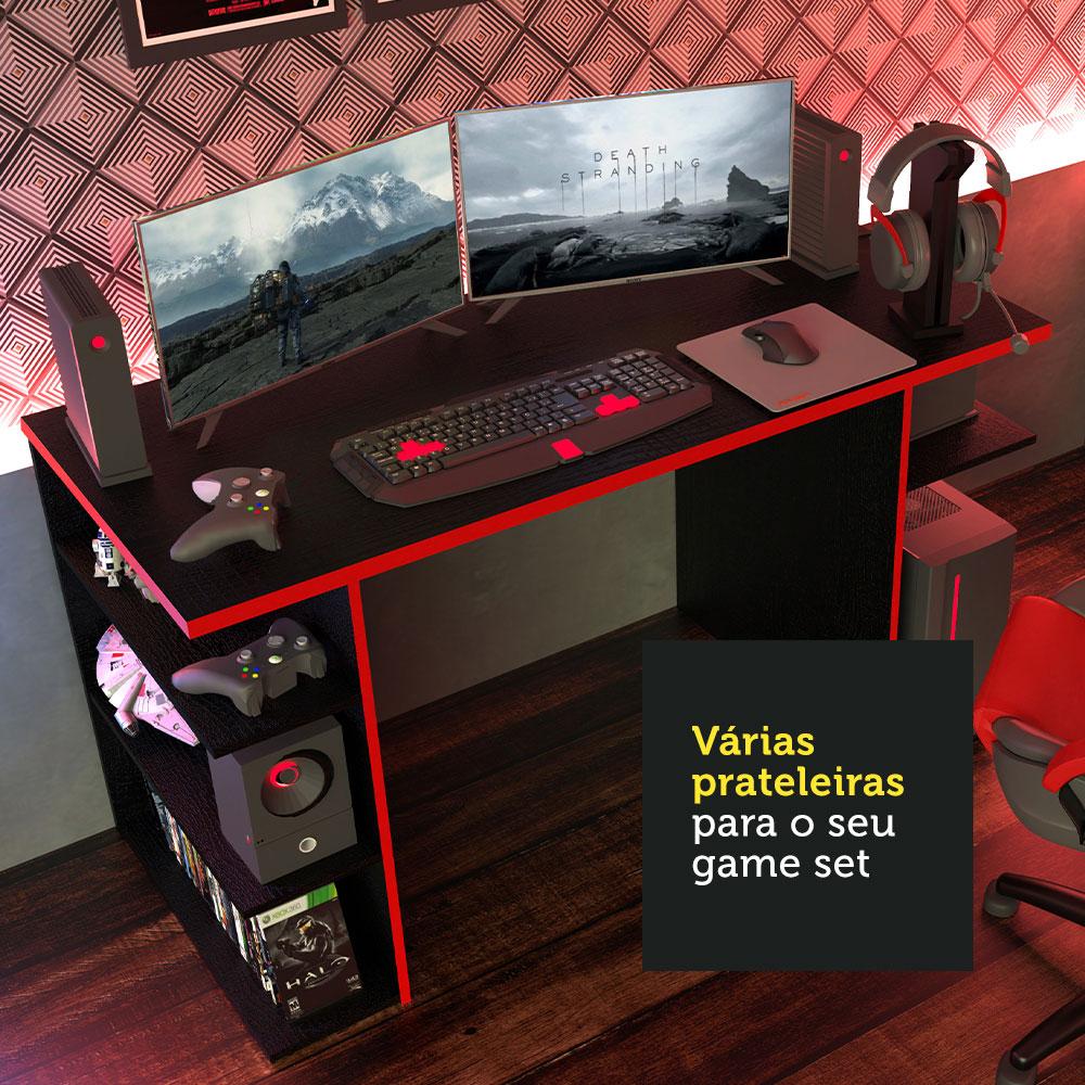 Mesa para Computador Gamer Madesa 9409 - Preto/Vermelho