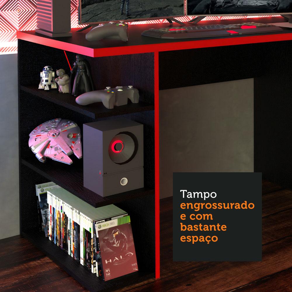 Mesa para Computador Gamer Madesa 9409 - Preto/Vermelho