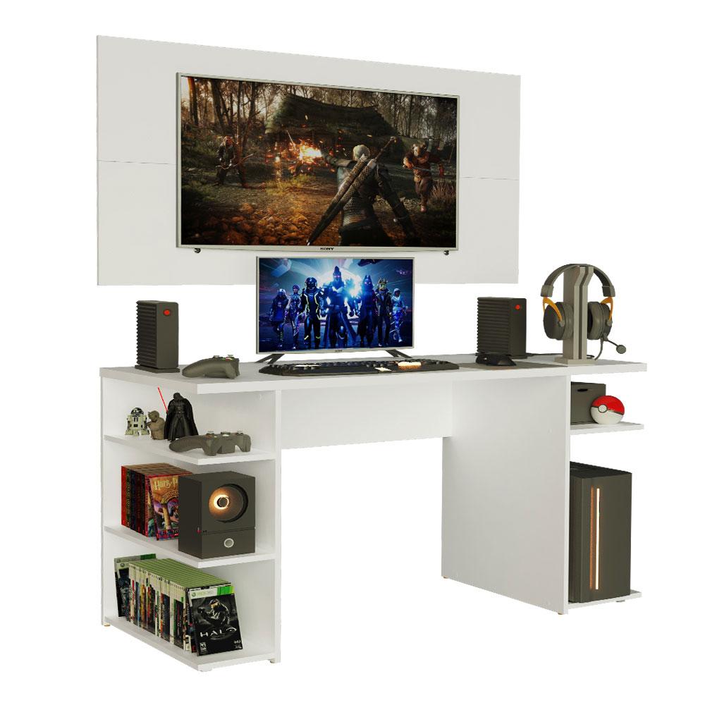 Mesa para Computador Gamer Madesa 9409 e Painel para TV até 50 Polegadas - Branco