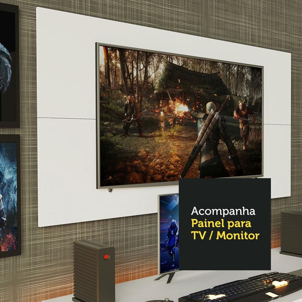 Mesa para Computador Gamer Madesa 9409 e Painel para TV até 50 Polegadas - Branco