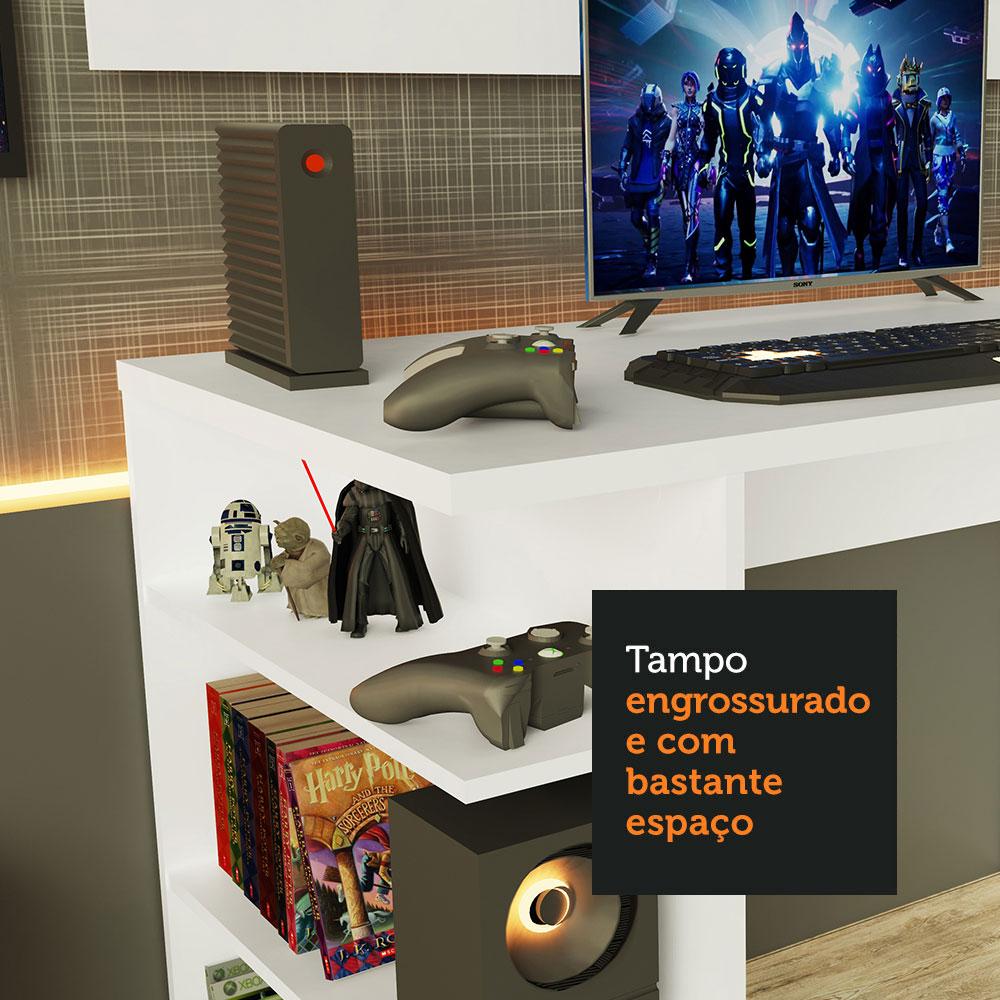 Mesa para Computador Gamer Madesa 9409 e Painel para TV até 50 Polegadas - Branco