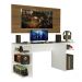 Mesa para Computador Gamer Madesa 9409 e Painel para TV até 50 Polegadas - Branco/Rustic