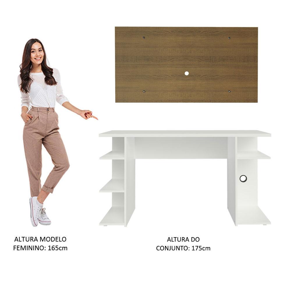 Mesa para Computador Gamer Madesa 9409 e Painel para TV até 50 Polegadas - Branco/Rustic