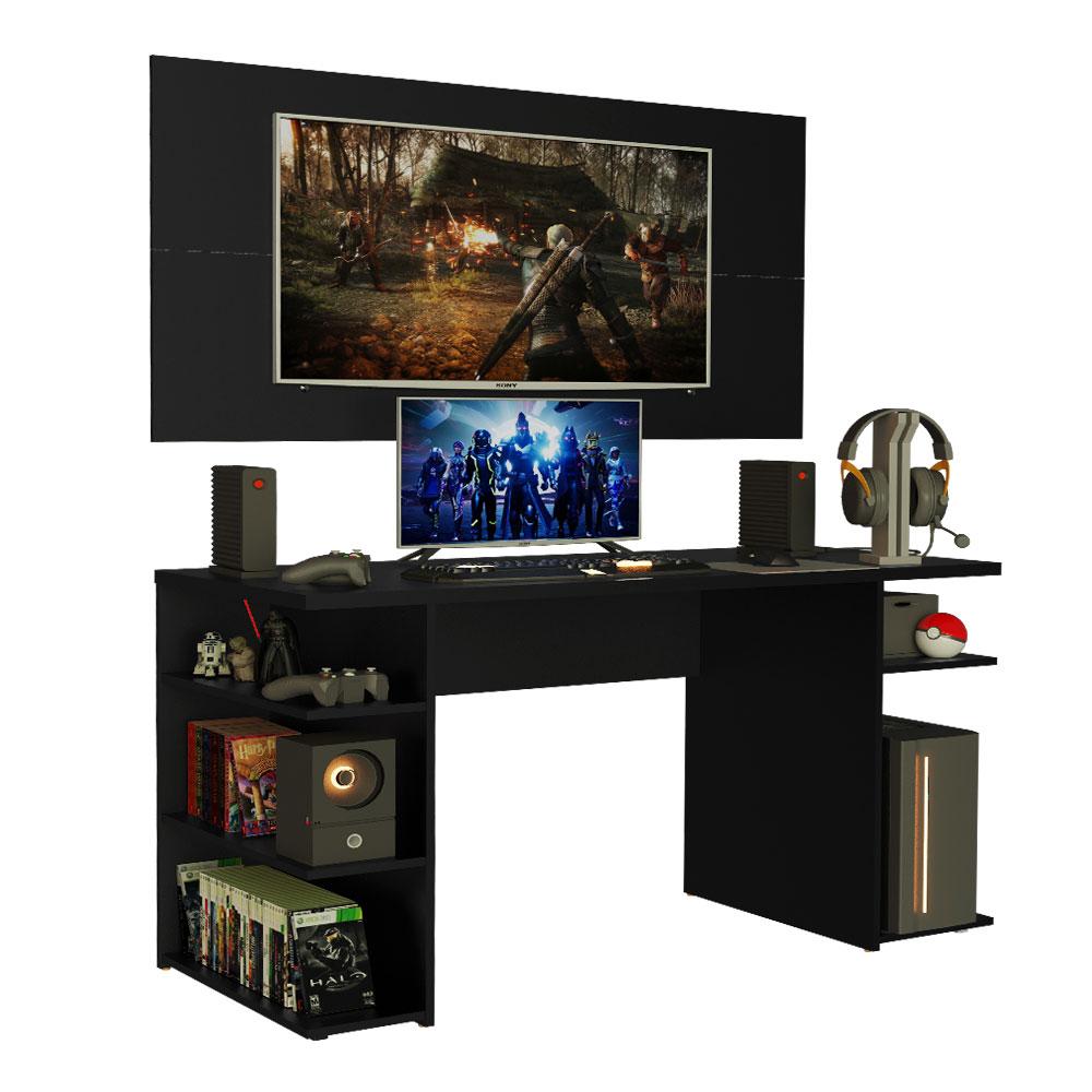 Mesa para Computador Gamer Madesa 9409 e Painel para TV até 50 Polegadas - Preto