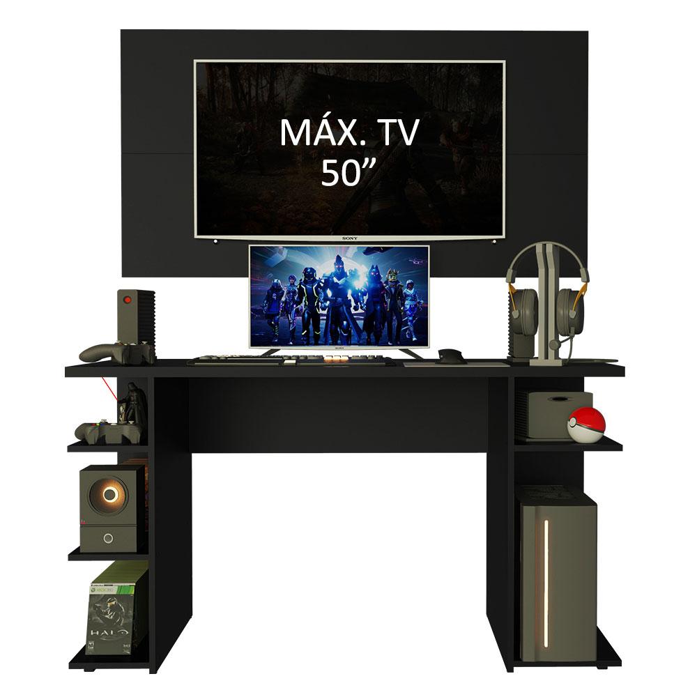 Mesa para Computador Gamer Madesa 9409 e Painel para TV até 50 Polegadas - Preto