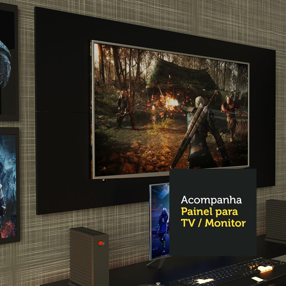 Mesa para Computador Gamer Madesa 9409 e Painel para TV até 50 Polegadas - Preto