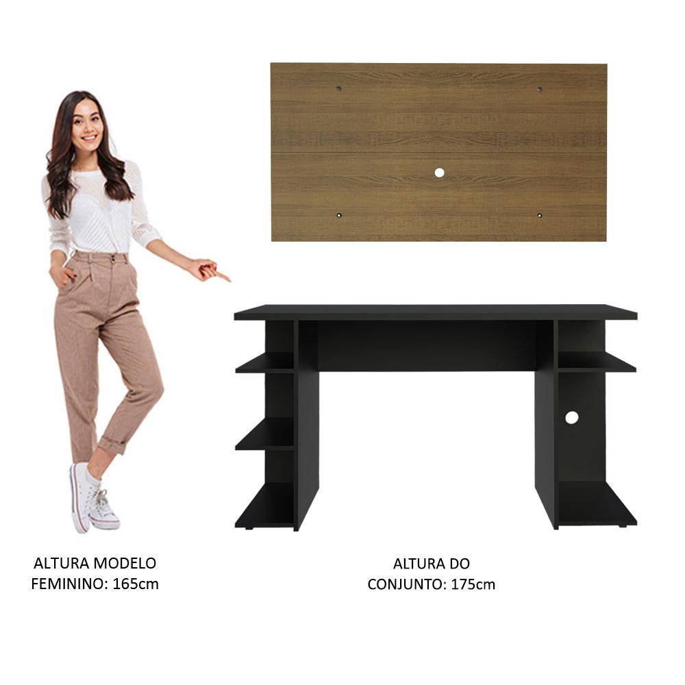 Mesa para Computador Gamer Madesa 9409 e Painel para TV até 50 Polegadas - Preto/Rustic