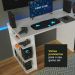 Mesa para Computador Gamer Madesa 9409 e Painel para TV até 58 Polegadas - Branco/Preto